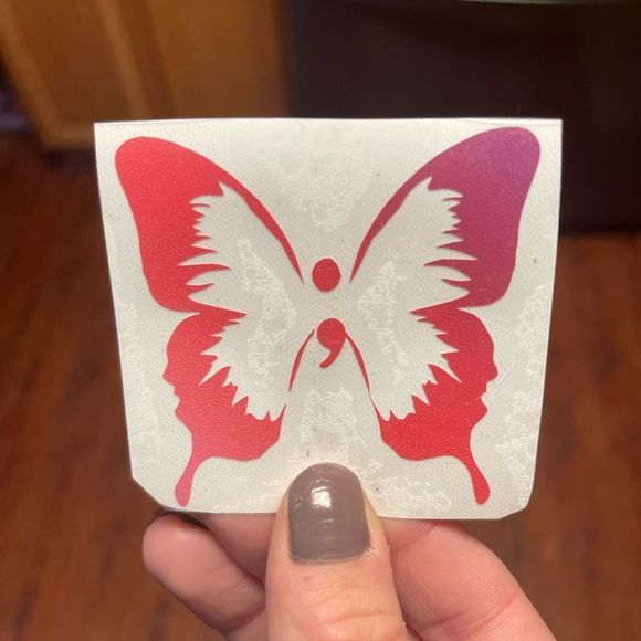2 Ombre Semicolon Butterfly Vinyl Decals - Picture 4 of 10